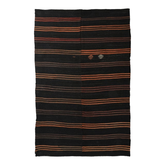 Large Vintage Brown & Orange Kilim Rug - 8`4″ X 12`10″ For Sale