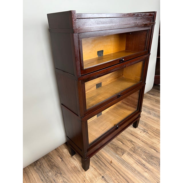 Brown Antique Globe Wernicke Mahogany Three Stack Barrister Bookcase Size D Grade 598 1/2 C. 1930 For Sale - Image 8 of 9