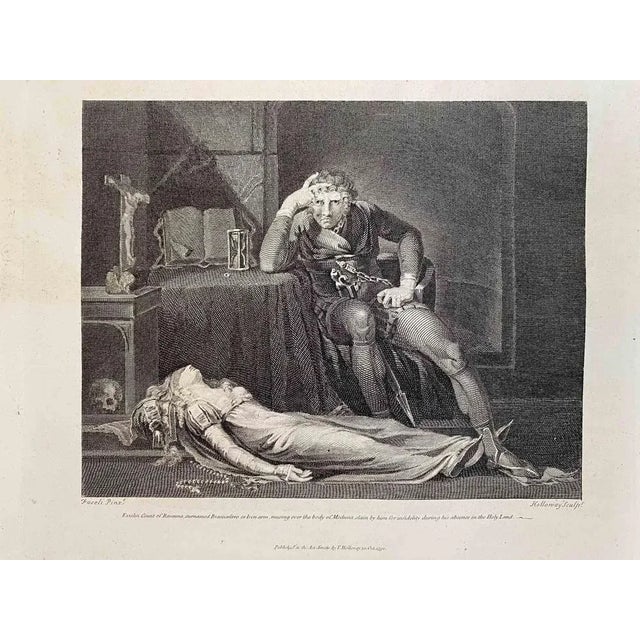 "Iron arm, musing over the body of Meduna" is an original etching on ivory-colored paper realized in 1791 by Thomas...