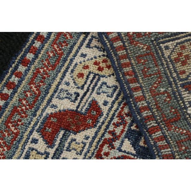 Textile Rug & Kilim’s Blue Tribal Style Square Rug With Primitivist Geometric Patterns For Sale - Image 7 of 7