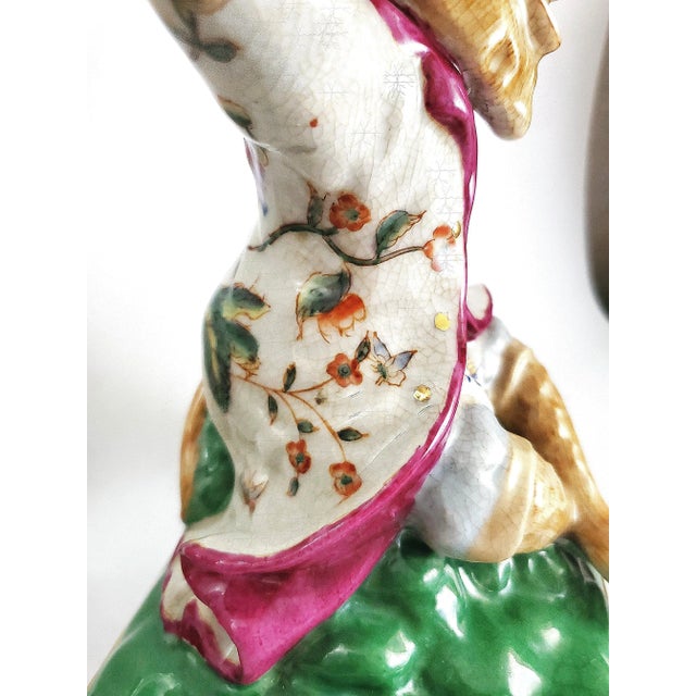 Large Pair Candlesticks Hand-Painted Porcelain Monkeys & Brass Ormolu Bases Signed Wong Lee For Sale - Image 10 of 14