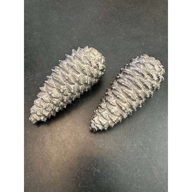 Gumps Vintage 1980’s Gumps Italian Solid Metal Pinecone Objets - A Pair For Sale - Image 4 of 10