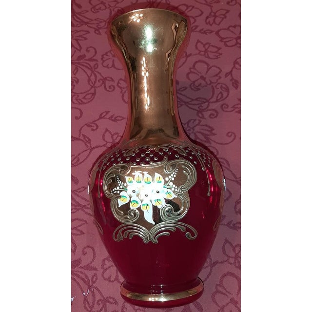 Tre Fuochi Murano Blown Glass Vase with 24k Gold Finishes, Venice, Italy, 1960s For Sale - Image 7 of 16