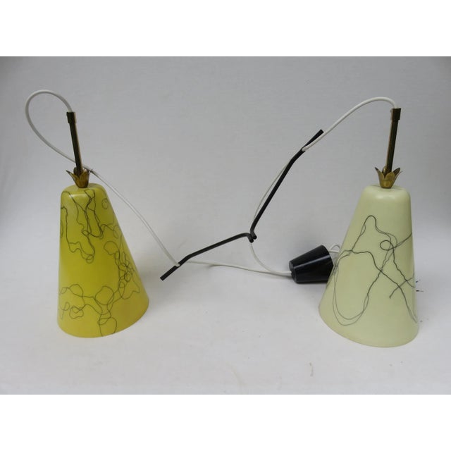 1950s Yellow & Beige Fiberglass Shades Pendant, 1950s For Sale - Image 5 of 14