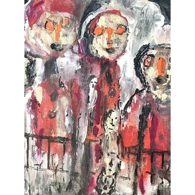 Abstract Vintage Original Abstract Figurative Oil on Canvas For Sale - Image 3 of 12