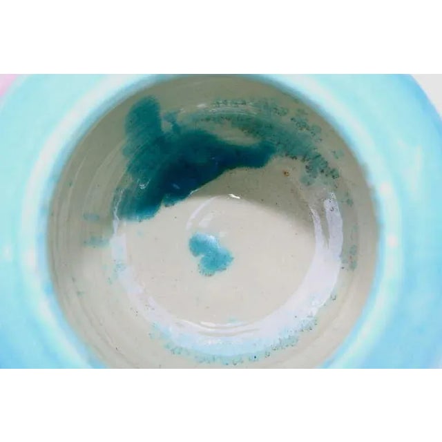 Contemporary Jean Besnard Crackled Turquoise Glazed Pottery Vase For Sale - Image 3 of 10
