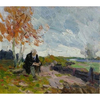 Soviet Era Oil Painting: Ukrainian Artist Plamenitsky, 1970s 40-45 For Sale