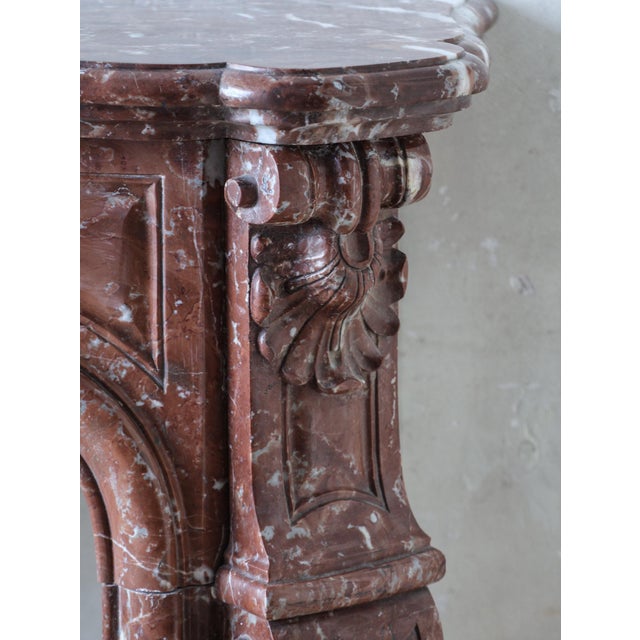 Stone Antique French Rouge Royal Marble Fireplace For Sale - Image 7 of 10