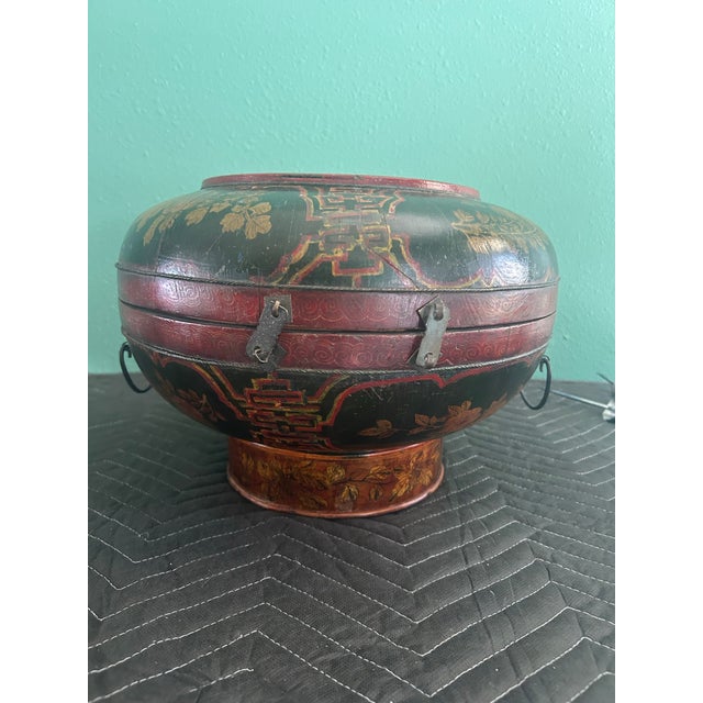 Printmaking Materials Late 19th-Century Chinese Polychrome Painted Bride Box With Iron Hardware, C. 1880–1900 For Sale - Image 7 of 12