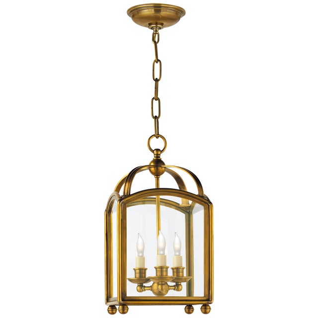 Arch Top Mini Lantern in Antique-Burnished Brass Designer: Chapman & Myers Canopy: 5.75" Round Mounting: Chain Shade...