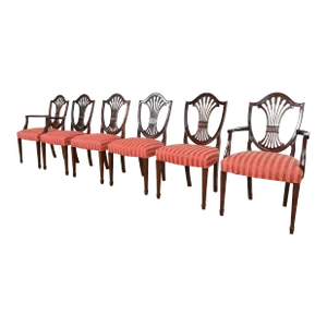Stickley Federal Mahogany Shield Back Dining Chairs, Set of Six