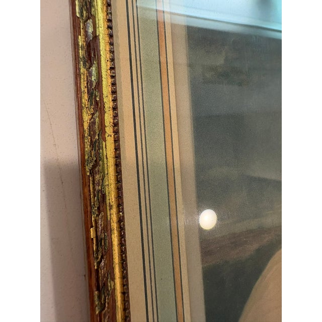 Mid 19th Century Antique Heirloom Hand Colored Mezzotint Portrait Print of Young Girl in Bonnet Gilt Frame For Sale - Image 5 of 13