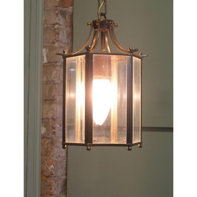 French Brass and Glass Hall Lantern, 1920 For Sale - Image 4 of 7