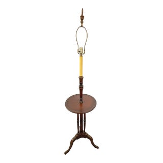 Vintage Wood Lamp Table With Matching Wood Finial For Sale