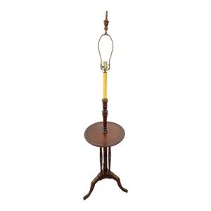Vintage Wood Lamp Table With Matching Wood Finial