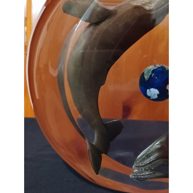 Early 21st Century Robert Wyland "Humpback Whale Planet" Lucite Sculpture - Limited Edition For Sale - Image 5 of 12