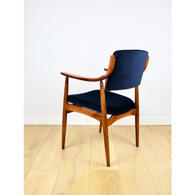 Vintage Danish Office Armchair in Navy Blue, 1970s For Sale - Image 4 of 11