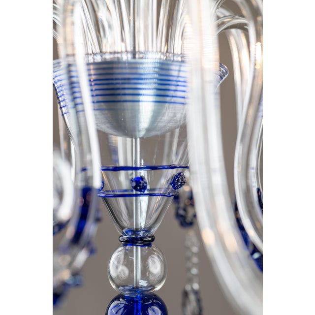 Art Deco Cobalt Blue Murano Glass Chandelier by Gino Cenedese for Cenedese, 1940s For Sale - Image 7 of 18