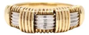 Roberto Coin Overlapping Band Ring, 18k Yellow & White Gold, Ring Size 7.25