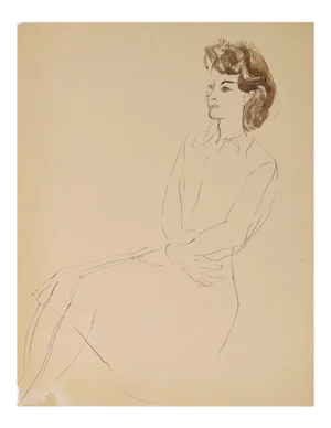Louis Touchagues, Seated Woman In Dress, Ink and Watercolor, Early 1900