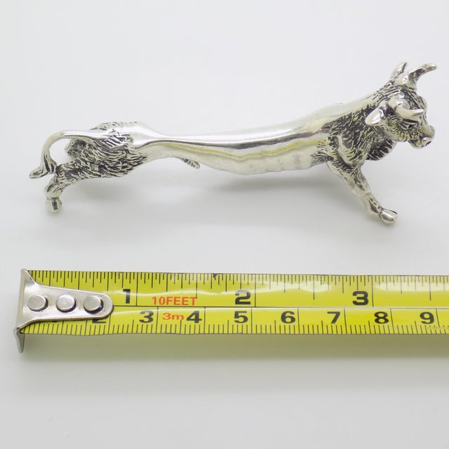 Vintage Italian Handmade Sterling Silver 925 Bull Shaped Spoon Rest, 1970s For Sale - Image 10 of 11