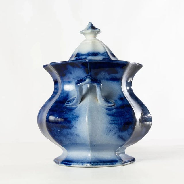 19th Century 19th Century Flow Blue Sugar Bowl For Sale - Image 5 of 10
