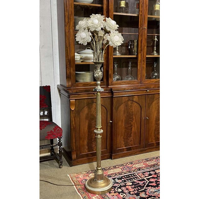 11-Light Floor Lamp in Copper and Silver Metal, 1950s For Sale - Image 3 of 12