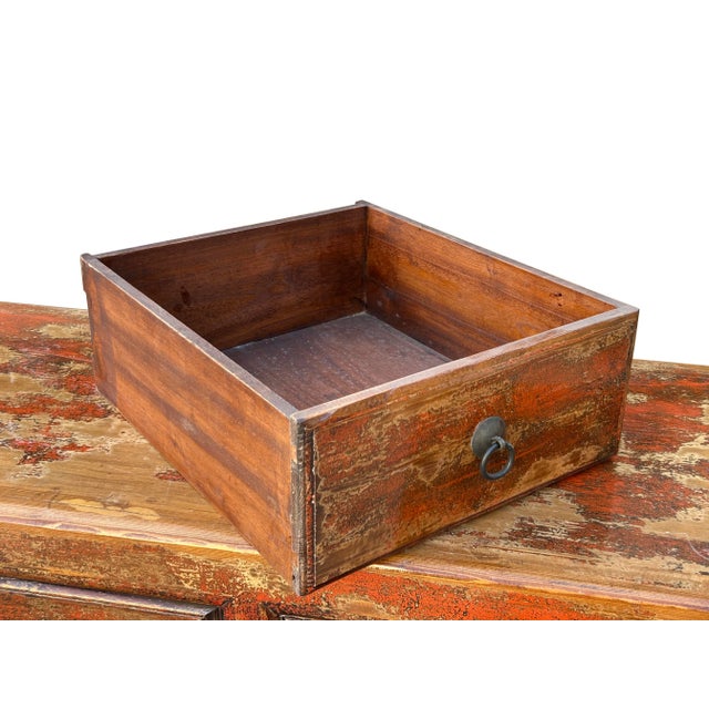 Chinese Distressed Orange Brown 9 Drawers Dresser Cabinet For Sale - Image 10 of 11