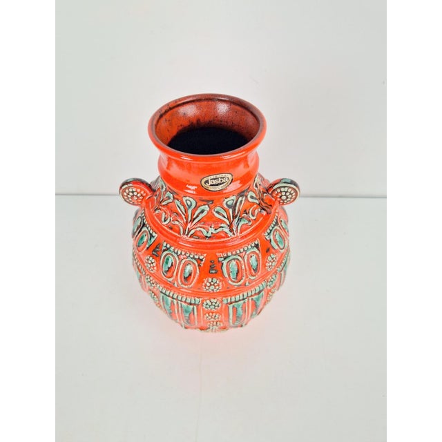 Vintage Jasba 1590 vase West-Germany pottery fat lava 30 ceramic red green Jasba 1590 30 vase ceramic design 70s red green...