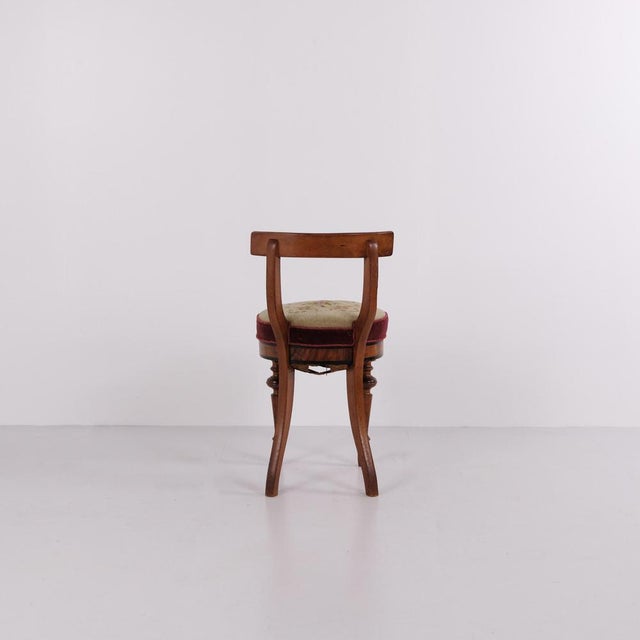 Small Piano Stool in Polished Walnut with Marquetry, 1880 For Sale - Image 5 of 12