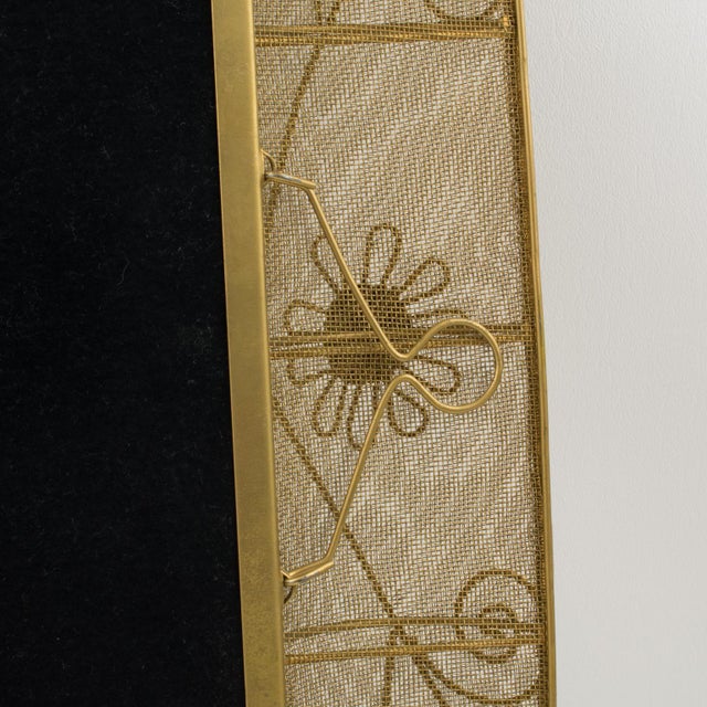 Gilt Metal Wire Mesh Wall Mirror with Floral Decor, circa 1950 For Sale - Image 14 of 16