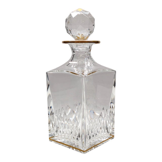Late 20th Century Saint-Louis Crystal Apollo Gold Spirits Decanter For Sale