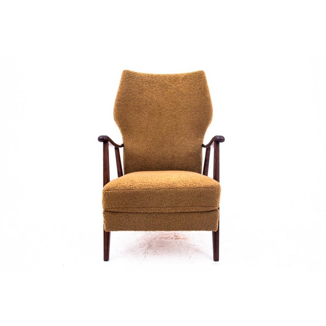 Vintage Yellow Armchair in Bouclé Fabric, Denmark, 1960s For Sale - Image 4 of 12