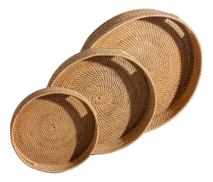 Indonesian Artisanal Wicker Baskets in Natural Wicker, Set of 3