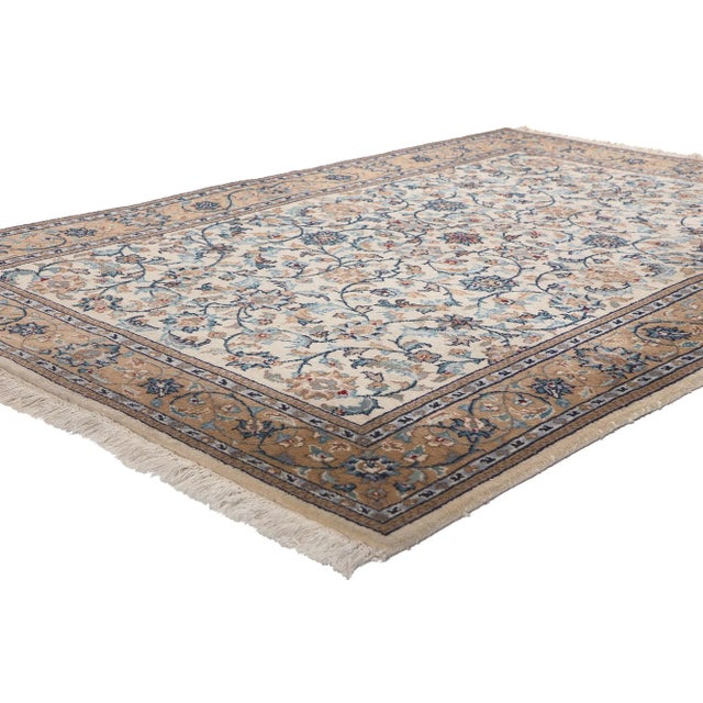 78691 Vintage Indian Kashan Rug, 04'01 x 06'00. Witness an exquisite manifestation of a bygone epoch – a vintage Indian...
