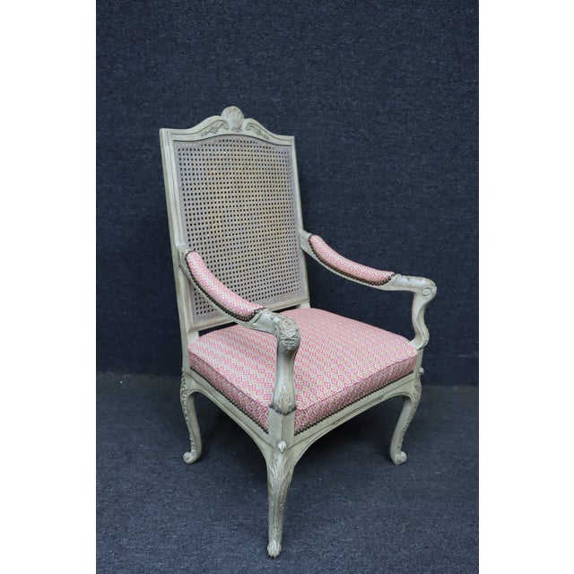 Cream French Louis XVI Revival Painted Cane-Back Armchair, Late 19th Century For Sale - Image 8 of 13