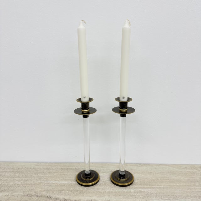 Acrylic Glass Candleholders from Caravell, 1970s, Set of 2, in Good conditions. Designed 1970 to 1979