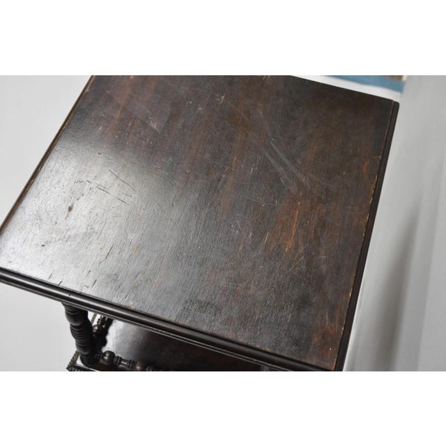 Wood Antique American Empire Mahogany Carved Paw Foot 3 Tier Plant Stand Side Table For Sale - Image 7 of 15
