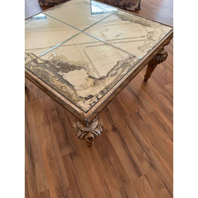 19th Century French or Italian Inlaid Mirror and Carved Wood Table For Sale - Image 4 of 11