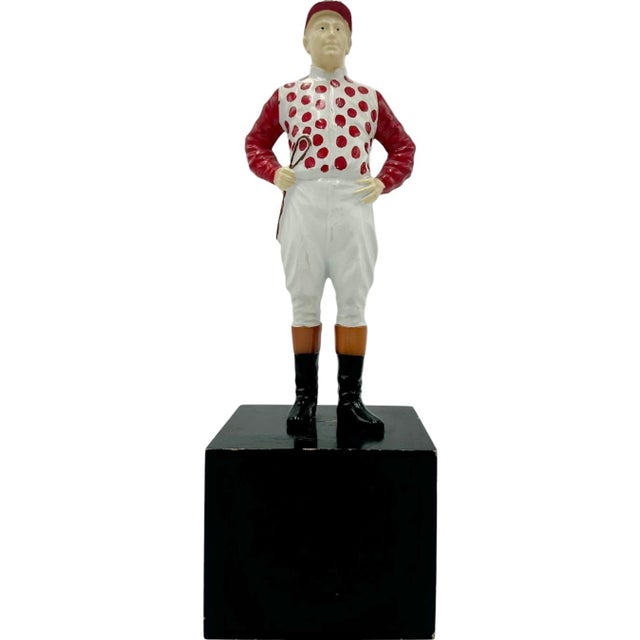 Vintage Red Polka Dot Equestrian Jockey Bookend Statue 13"h For Sale - Image 12 of 12