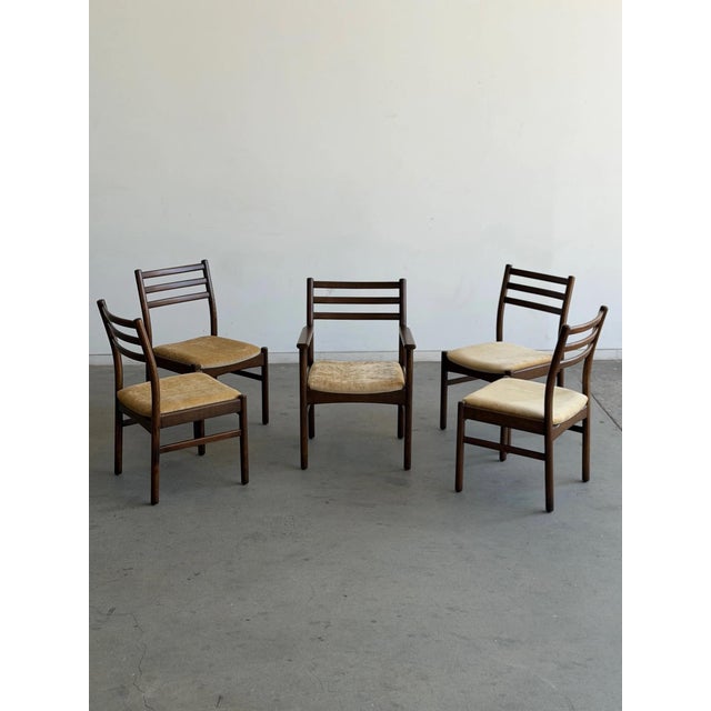 Minimal Mid Century Oak Dining Chairs - Set of 5 For Sale In Los Angeles - Image 6 of 12