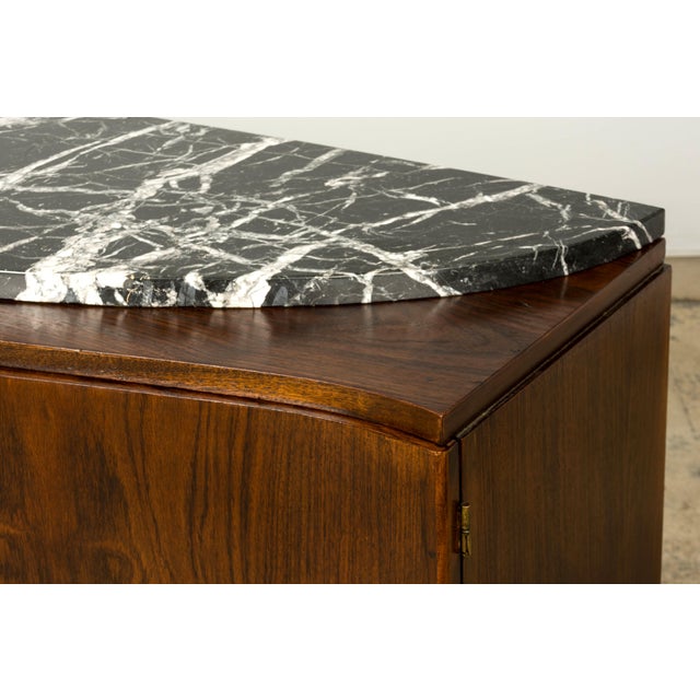 Wood 1930s French Art Deco Walnut Sideboard With Black Marble Top For Sale - Image 7 of 18