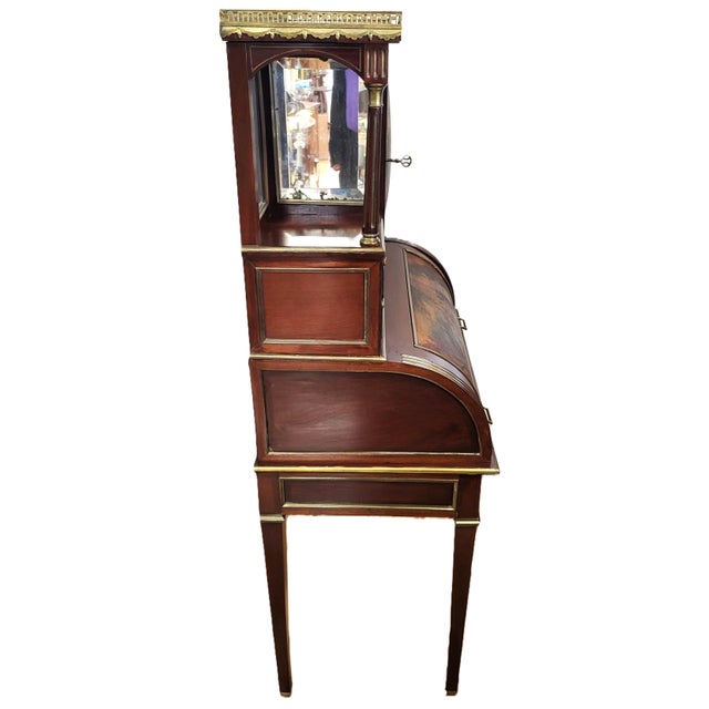 Wood 19th C French Vernis Martin Style Painted & Fitted Interior Bonheur Du Jour Secretary Desk For Sale - Image 7 of 18