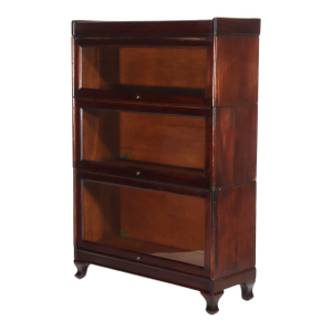 Antique Arts & Crafts Mahogany 3-Stack Barrister Bookcase Circa 1920