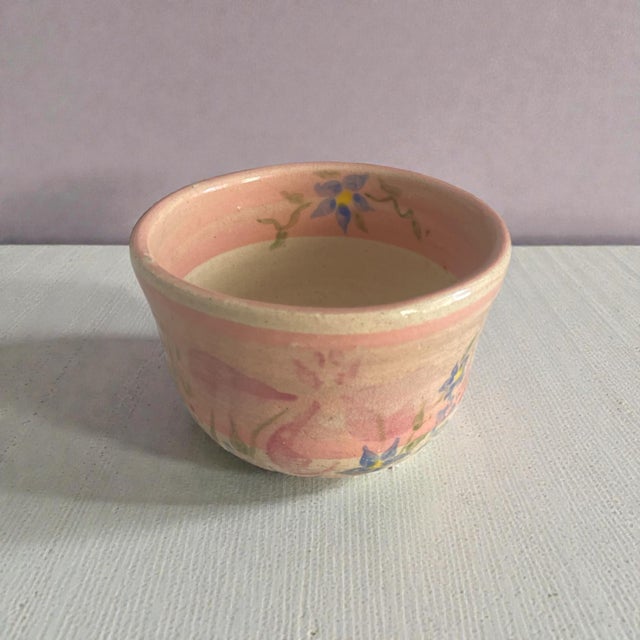 Farmhouse Signed 1994 Studio Pottery Floral Stoneware Bowl For Sale - Image 3 of 6