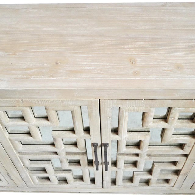 White Wash Ming Mirror Sideboard For Sale In Los Angeles - Image 6 of 10