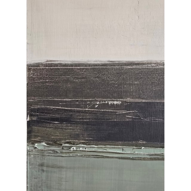 Framed Abstract Minimalist Seascape / Landscape Oil Painting / Neutral Color Palette / Color Field For Sale - Image 9 of 12