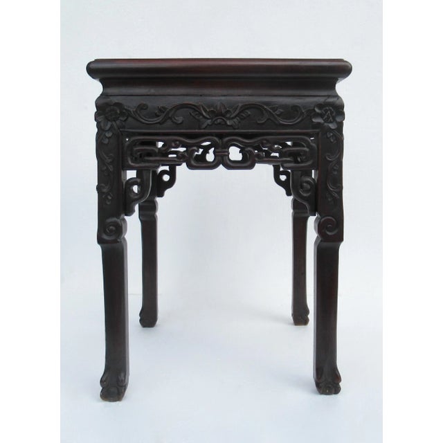 C.1910-1930s; Vintage, Asian, hand-carved and honed, claw-footed, side or occasional table with inset flush mounted...