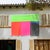 Planos Cromáticos outdoor installation presented at TROBAT’s latest popup - an assembled collage in tulle. This chromatic...