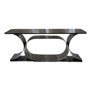 Steel and Smoked Glass Coffee Table by Franco Costalonga for Mimo Leone & Co., 1970s For Sale